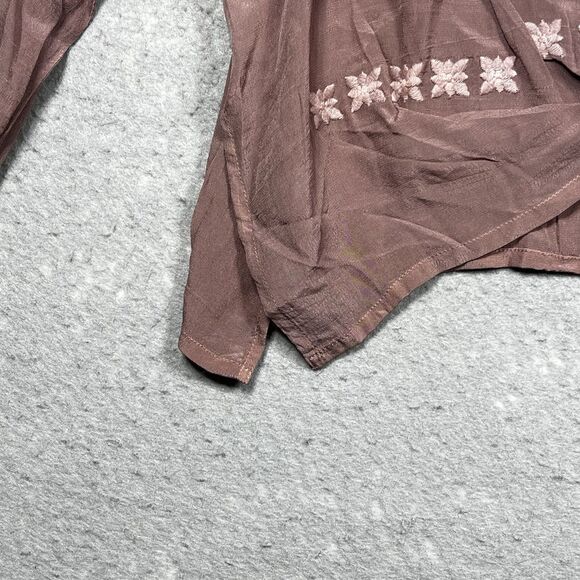 Kyla Seo Embroidered Women's Blouse - Purple/Brown. Mauve. Size Medium - Picture 5 of 13
